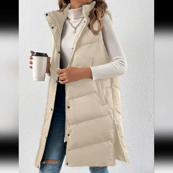 Slant Pockets Sleeveless Hooded Puffer Vest Coat - Picture 4 of 4